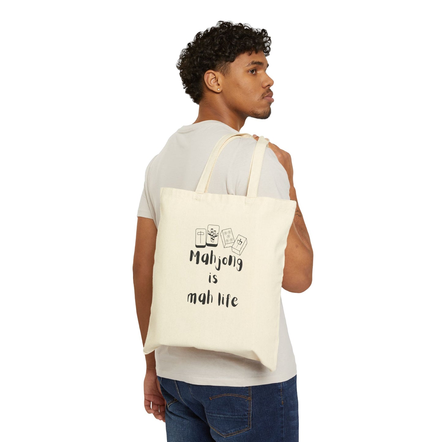 Mahjong Player Canvas Tote Bag