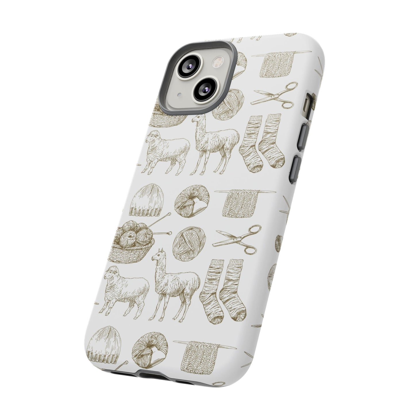 Knitting Phone Case – White Knit Pattern Protective Dual-Layer Cover