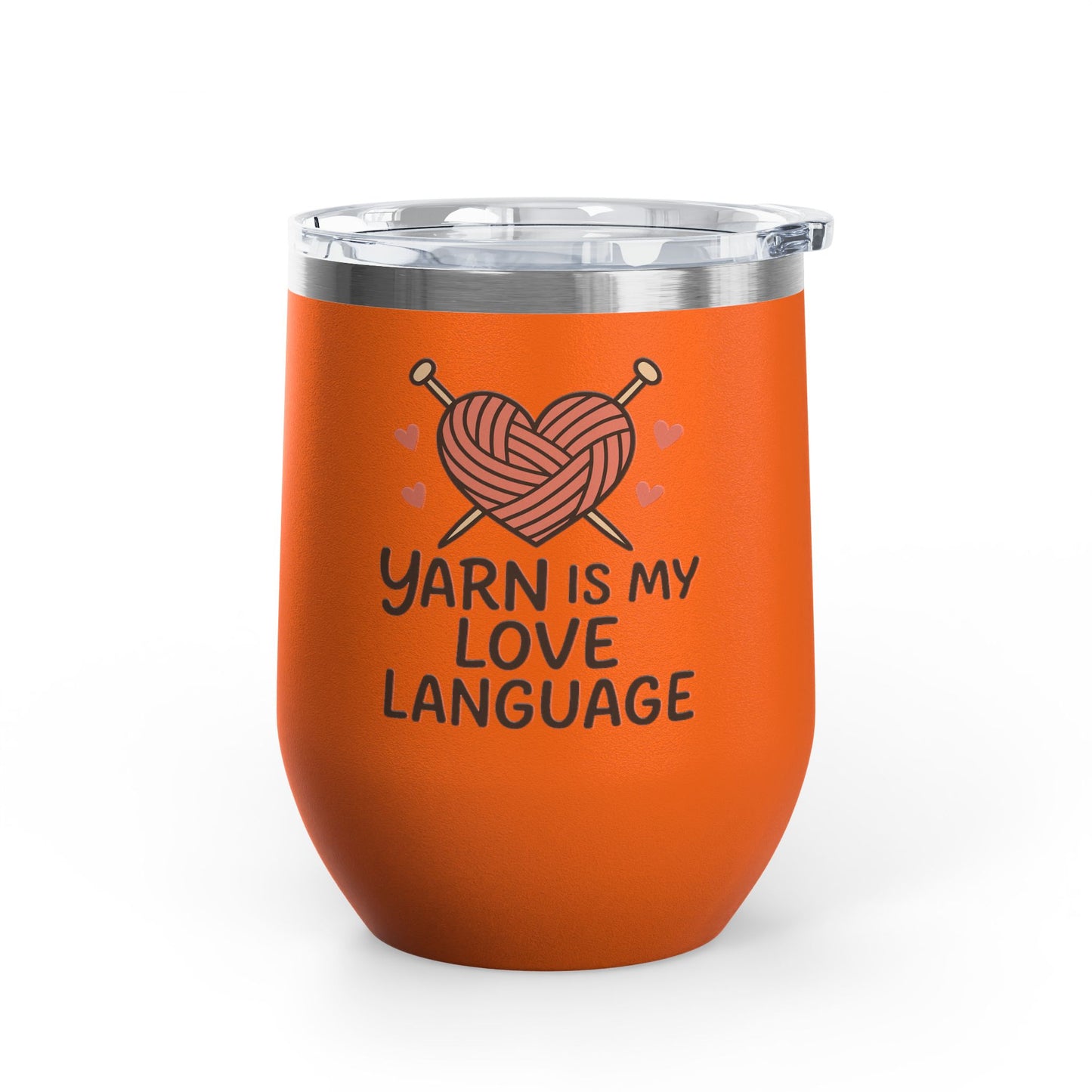 Yarn Love Language Wine Tumbler 12oz Stainless Steel Insulated Cup with Lid