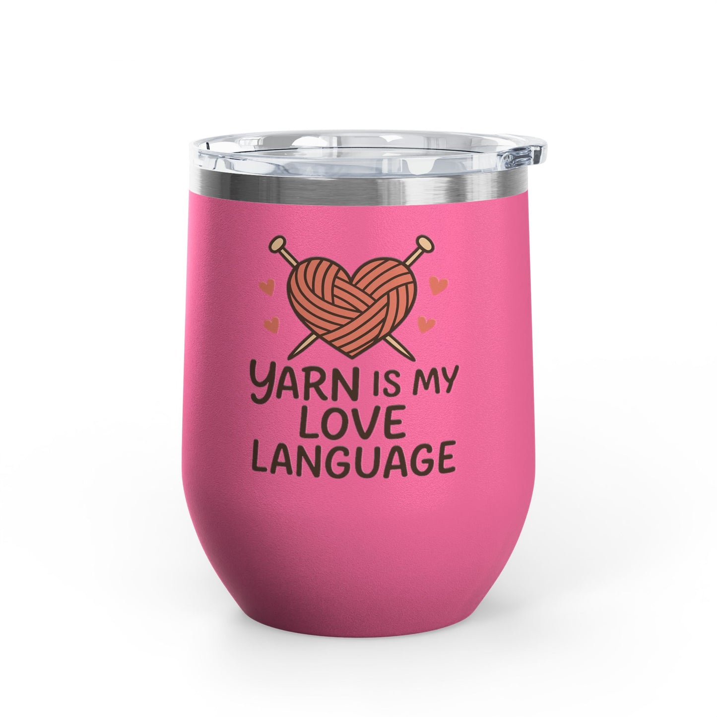 Yarn Love Language Wine Tumbler 12oz Stainless Steel Insulated Cup with Lid