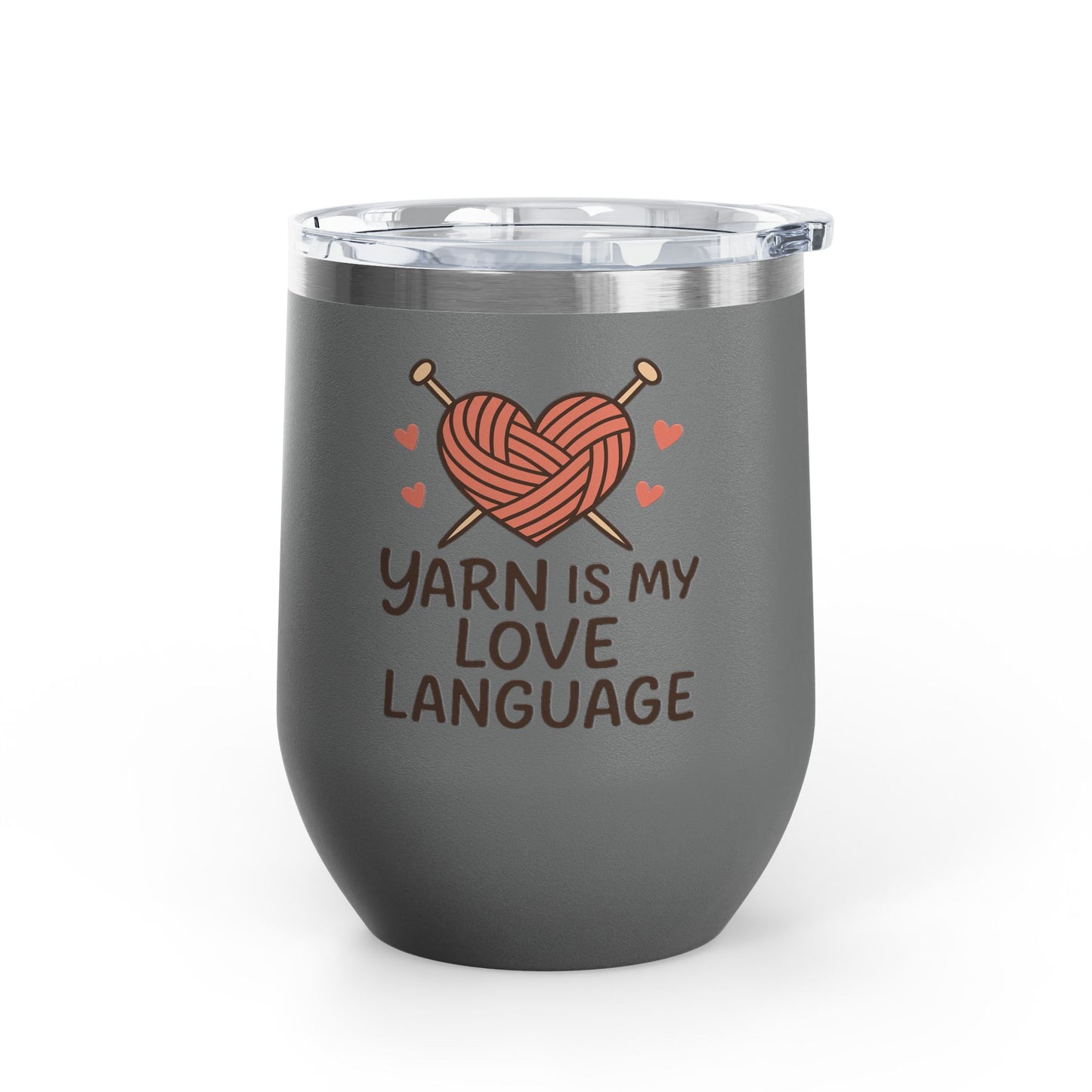 Yarn Love Language Wine Tumbler 12oz Stainless Steel Insulated Cup with Lid