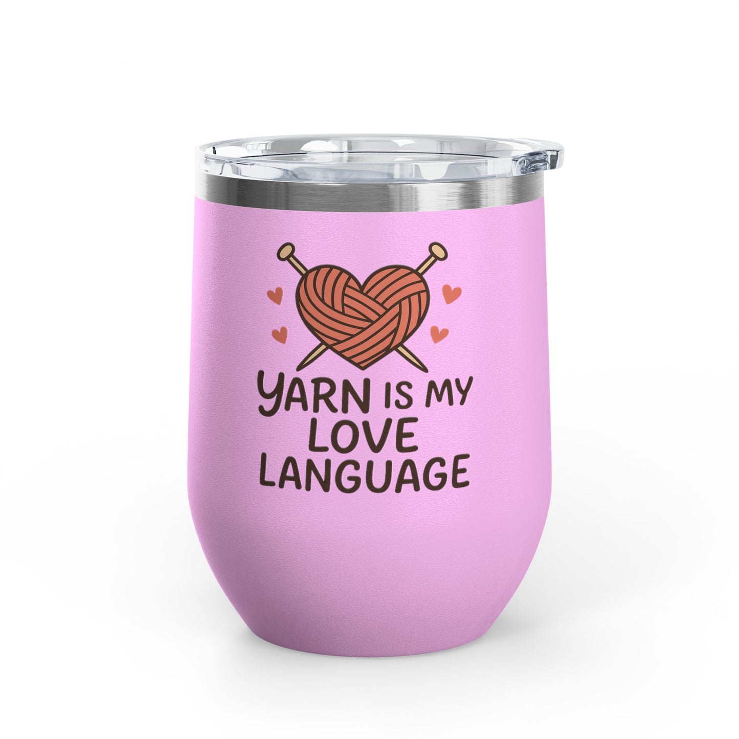 Yarn Love Language Wine Tumbler 12oz Stainless Steel Insulated Cup with Lid