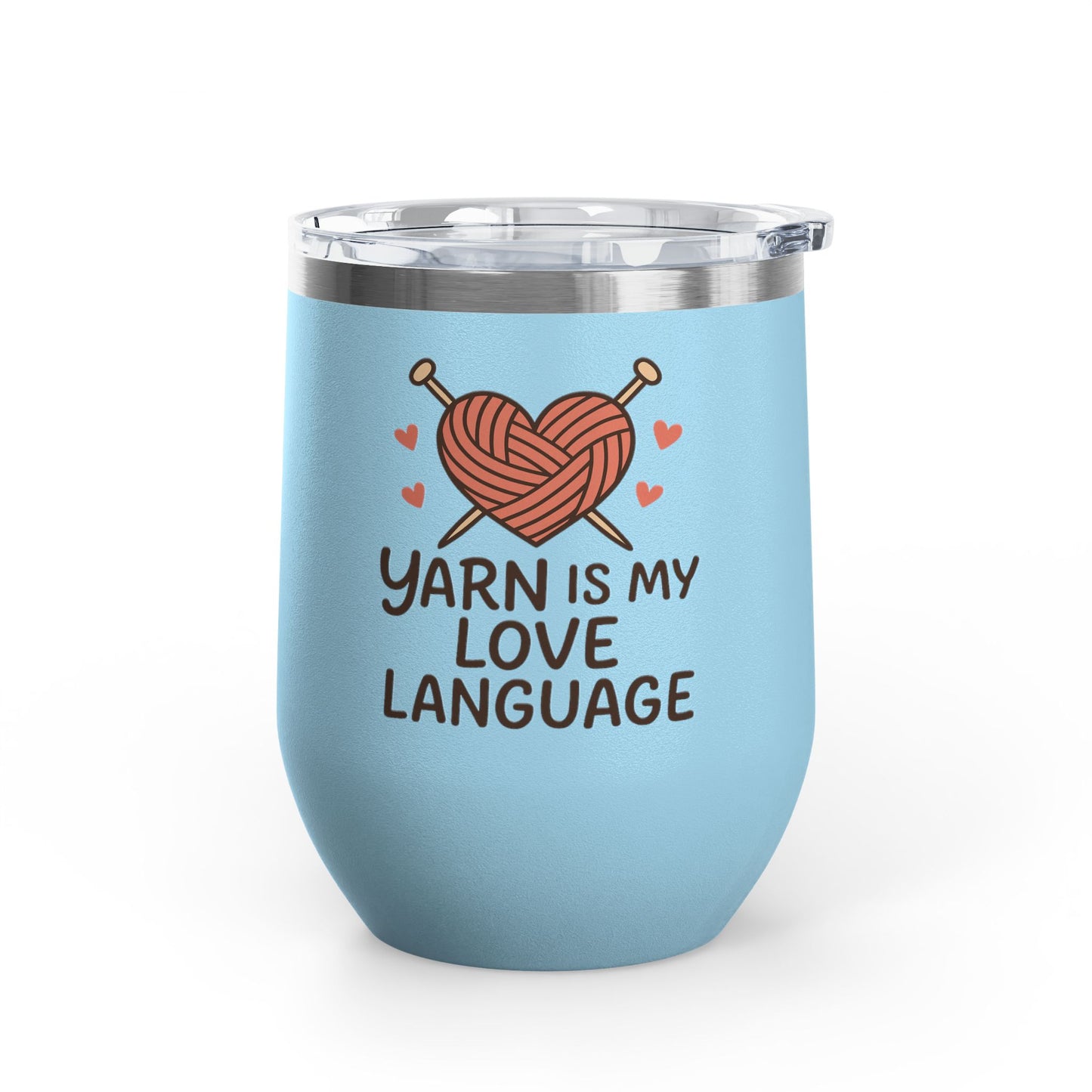 Yarn Love Language Wine Tumbler 12oz Stainless Steel Insulated Cup with Lid