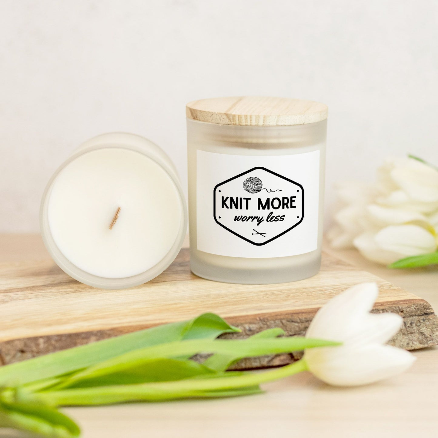 Hand Poured Frosted Candle For Knitters