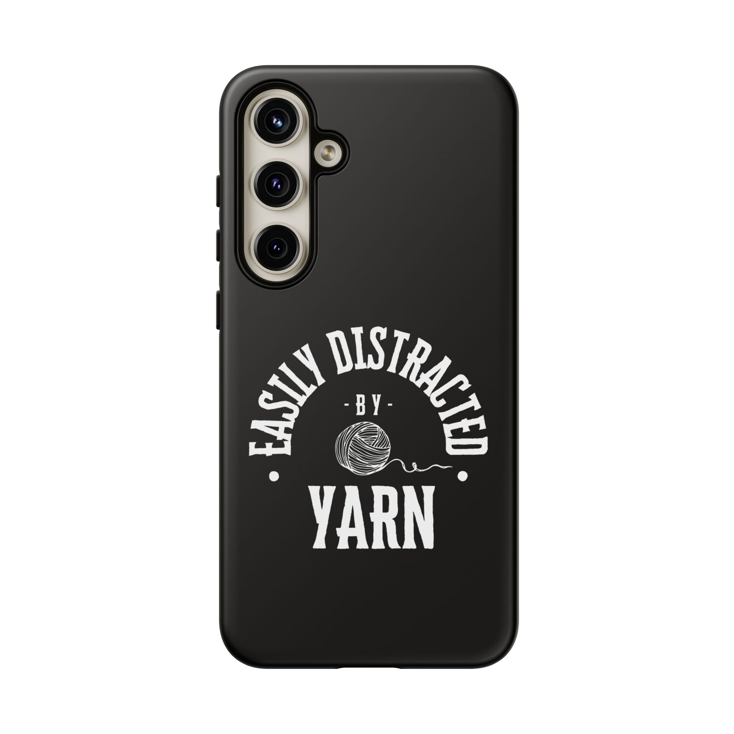 Phone Case, Black Knitting Gift, Tough Case for Crafters, Protective Cover for Knitters, Unique Knit Design Accessories