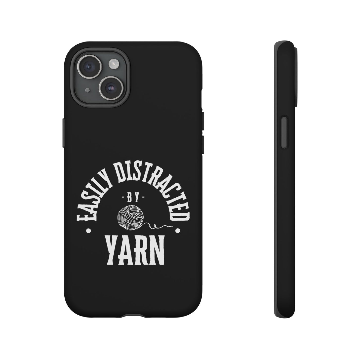 Phone Case, Black Knitting Gift, Tough Case for Crafters, Protective Cover for Knitters, Unique Knit Design Accessories