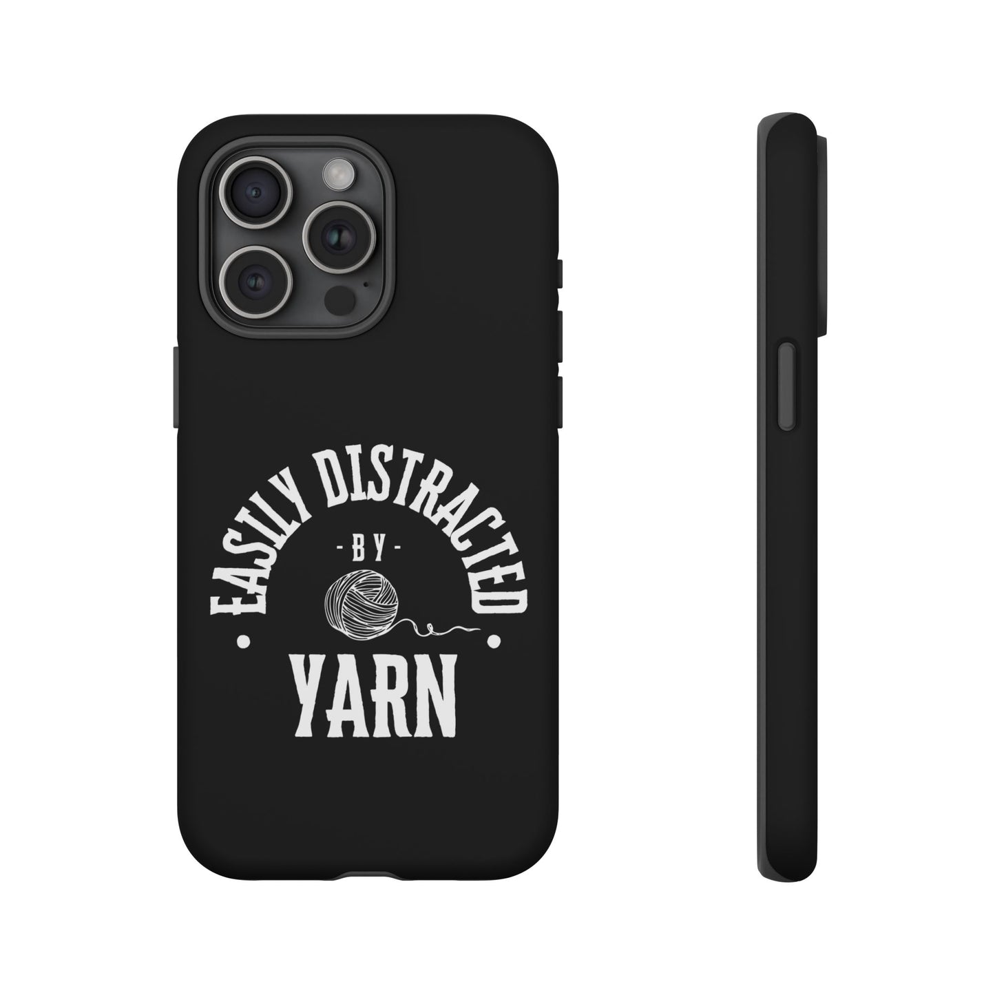 Phone Case, Black Knitting Gift, Tough Case for Crafters, Protective Cover for Knitters, Unique Knit Design Accessories