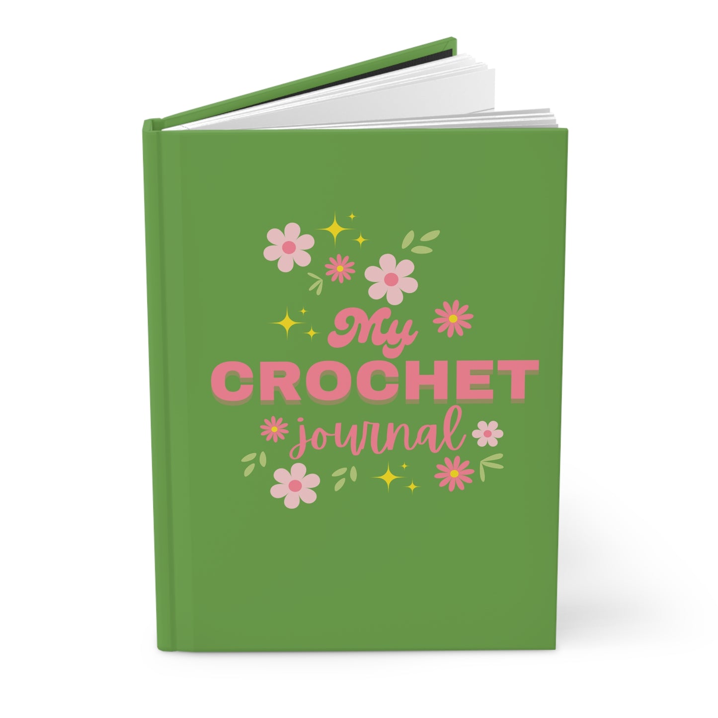 Green Floral Crochet Journal – Hardcover Notebook for Crocheters Makers Crafters| Inspirational Gift for Creative Journaling