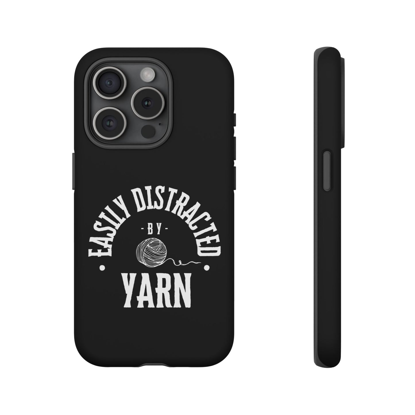 Phone Case, Black Knitting Gift, Tough Case for Crafters, Protective Cover for Knitters, Unique Knit Design Accessories