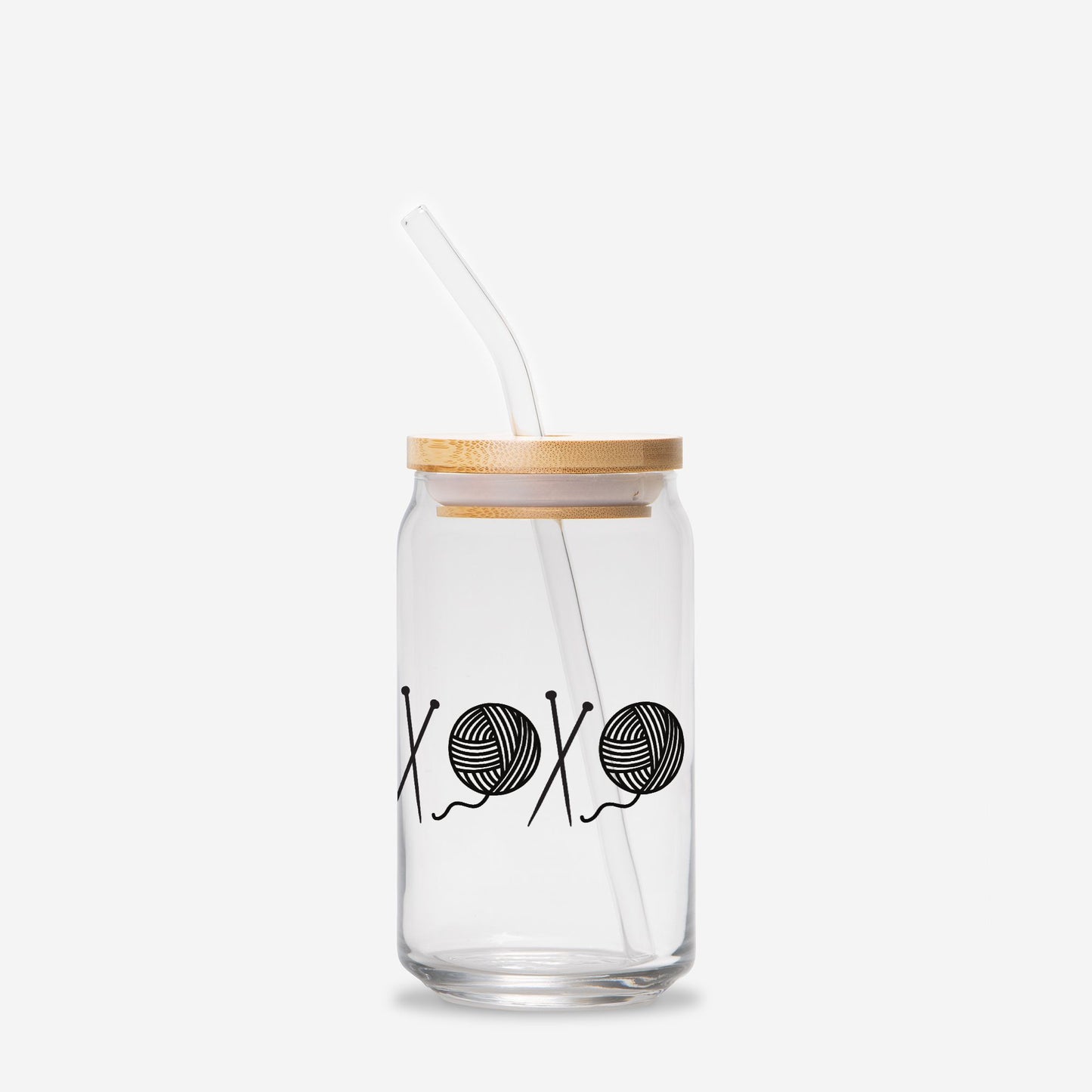 Trendy 16 oz Glass Can with Metal Straw