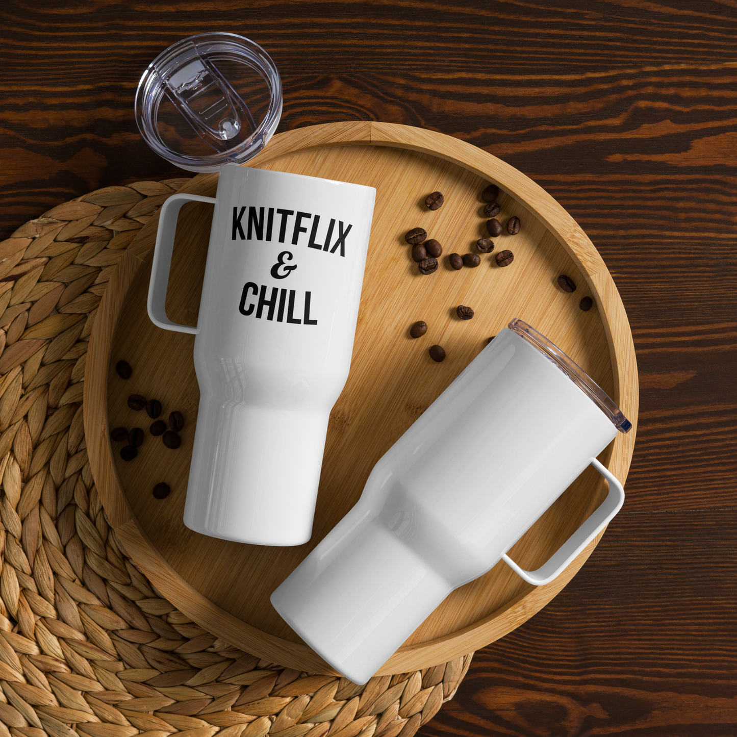 Knitflix and Chill Travel Tumbler with Handle