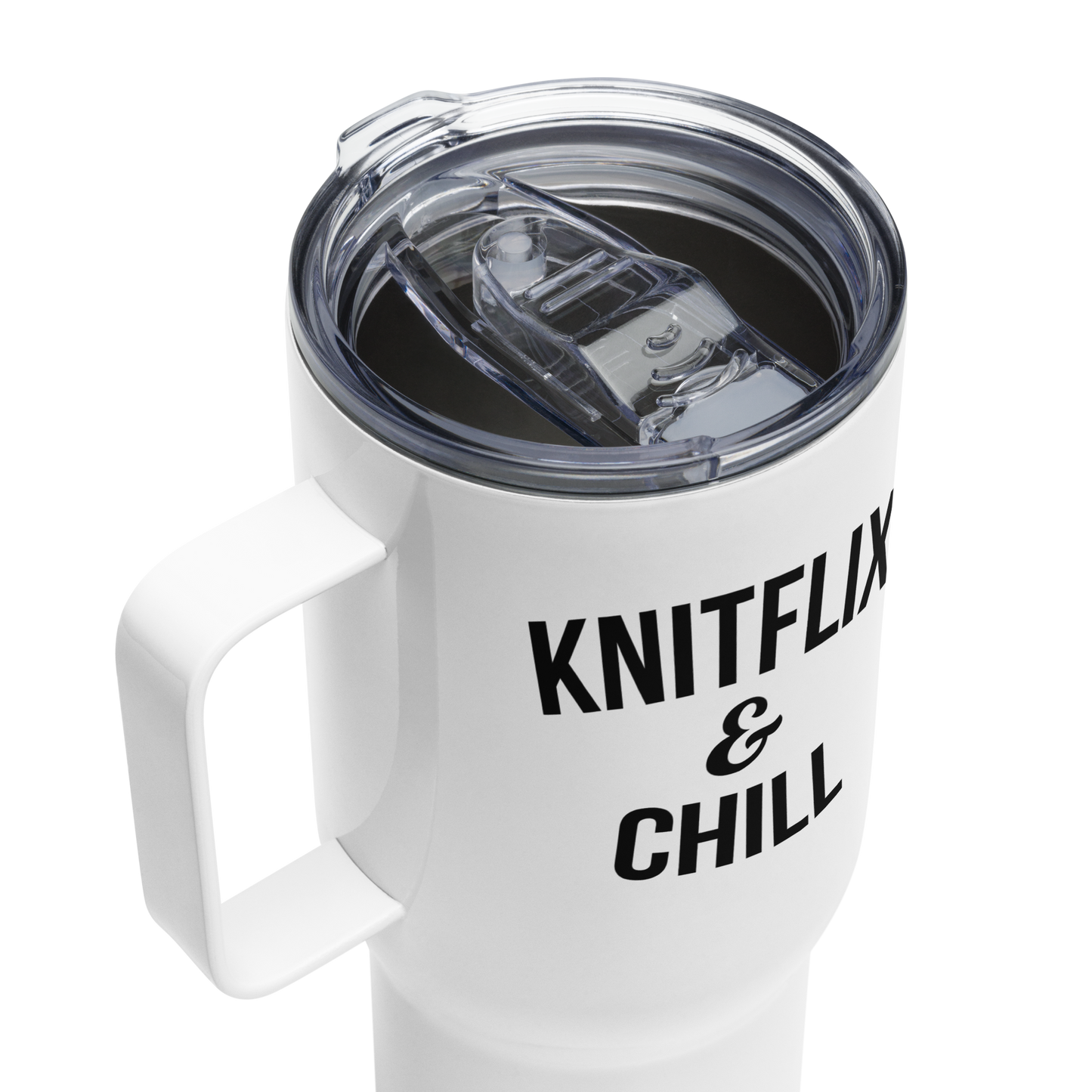 Knitflix and Chill Travel Tumbler with Handle