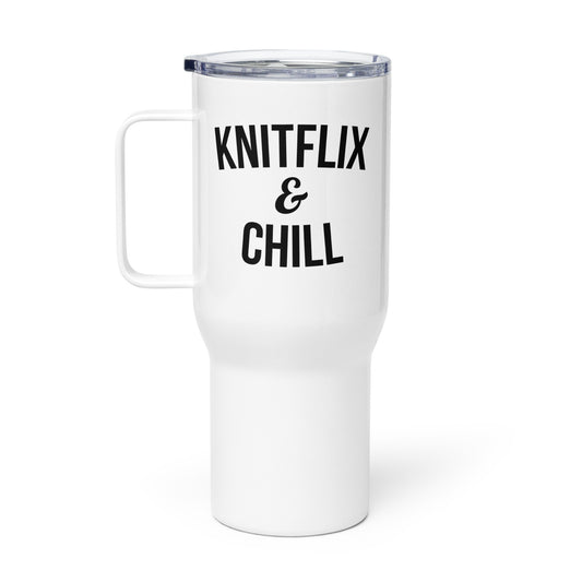 Knitflix and Chill Travel Tumbler with Handle