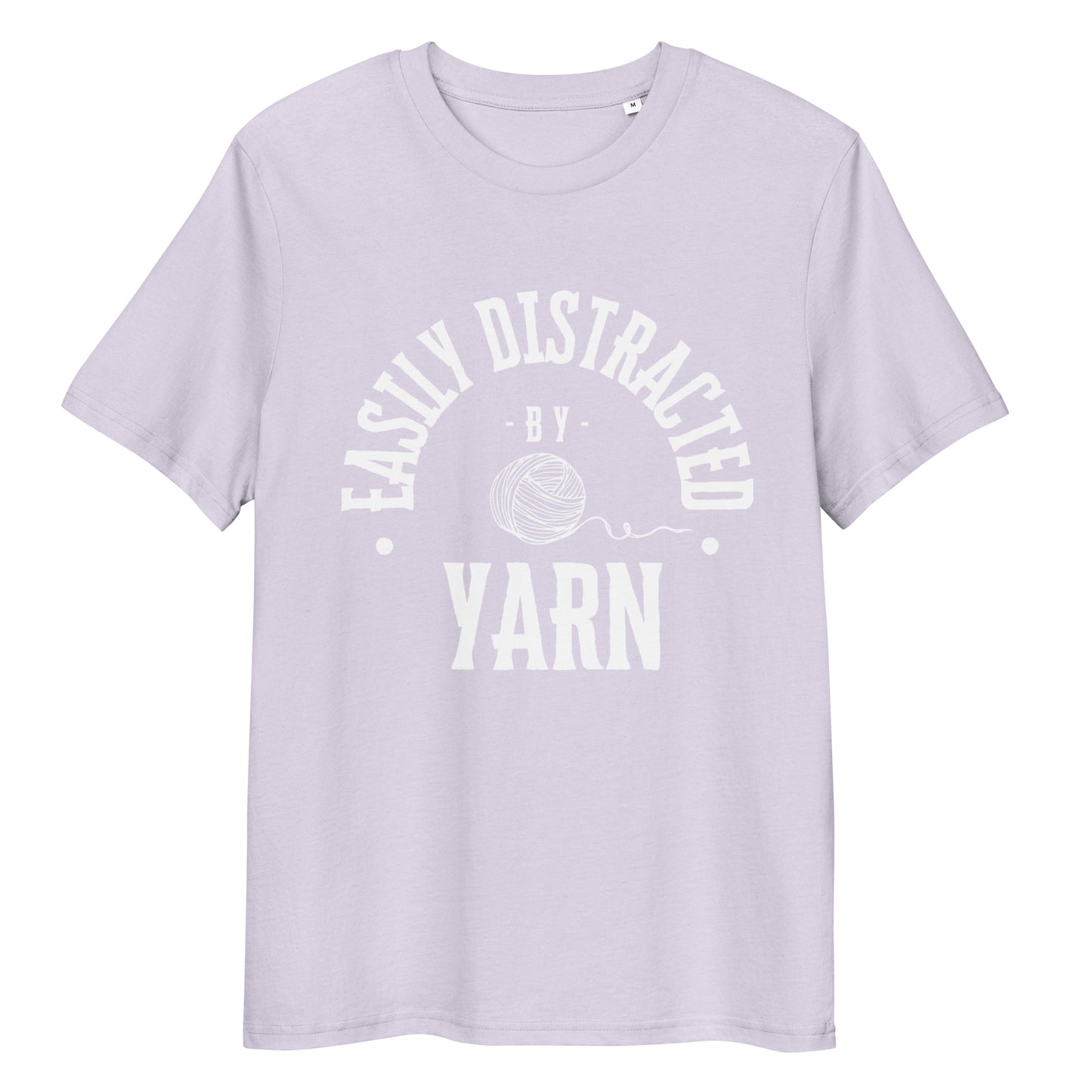 Organic Cotton T-shirt - "Easily Distracted by Yarn" - White Lettering