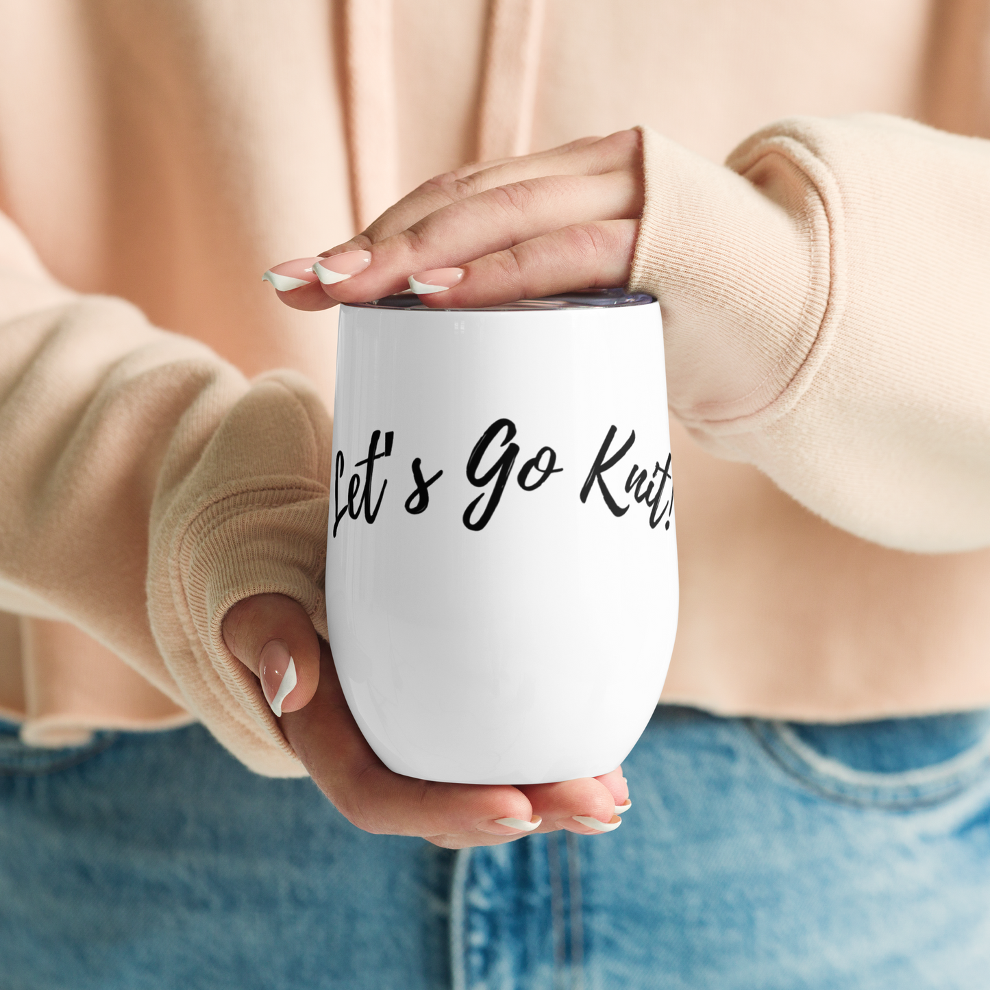 Lets Go Knit Wine Tumbler