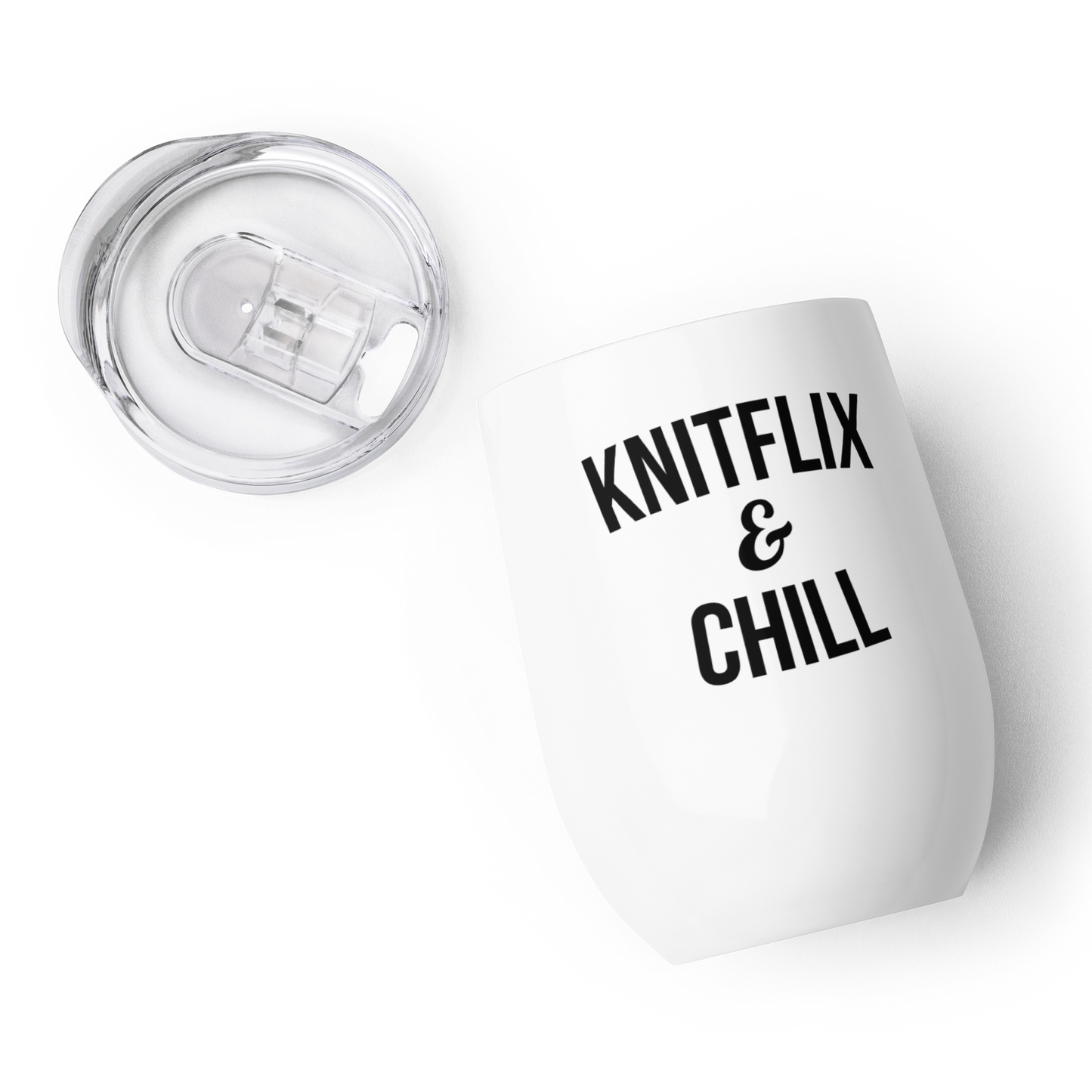 Knitflix and Chill Knitting Wine Tumbler - Black