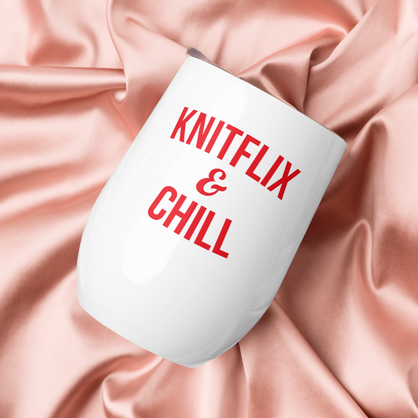 Knitflix and Chill Knitting Wine Tumbler - Red