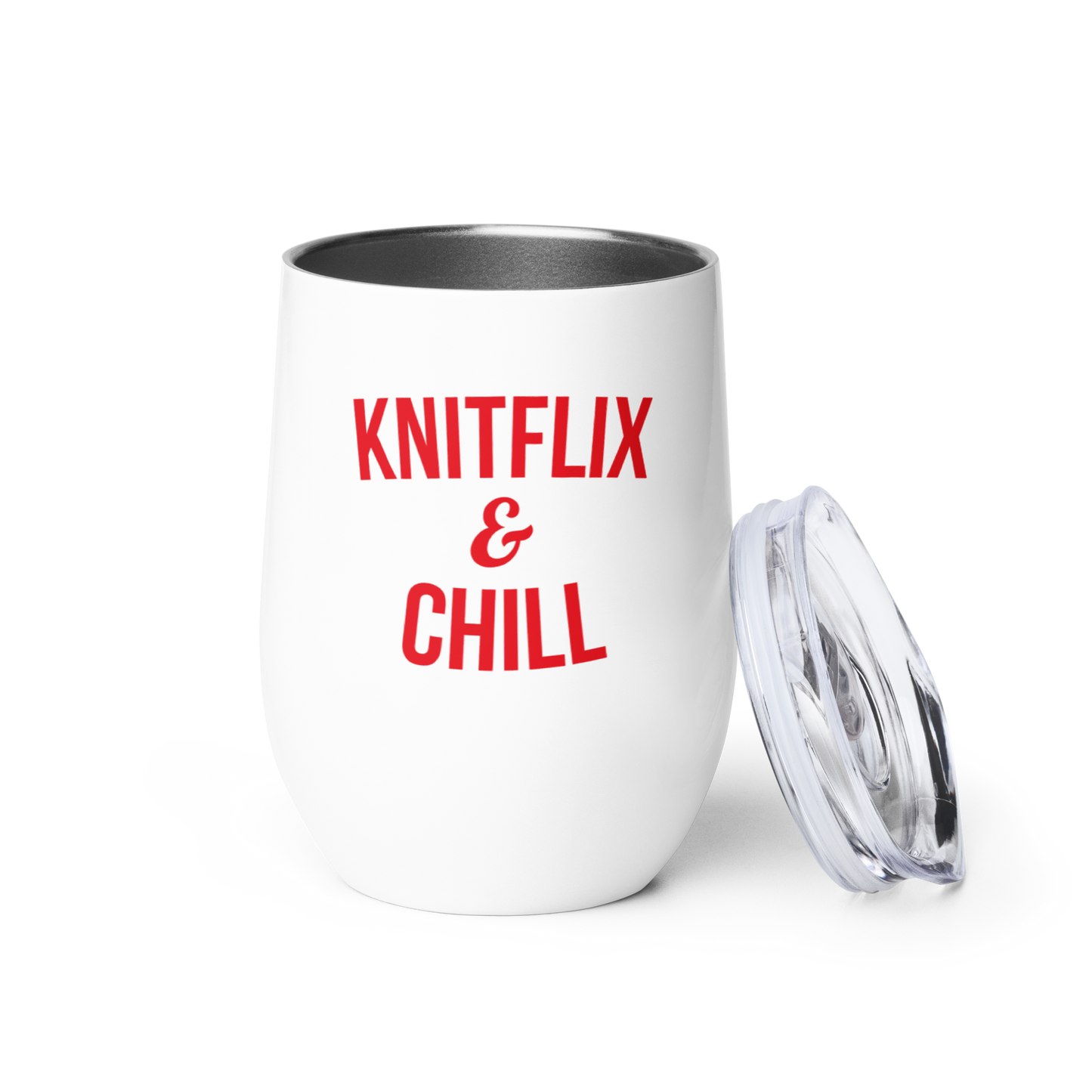 Knitflix and Chill Knitting Wine Tumbler - Red