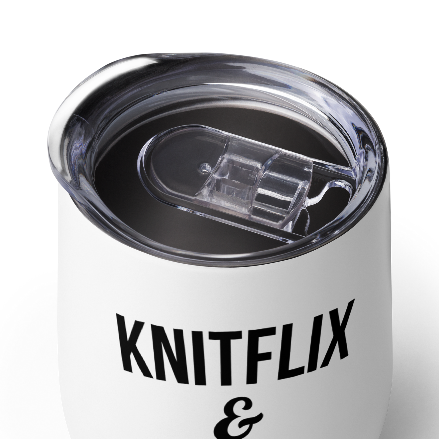 Knitflix and Chill Knitting Wine Tumbler - Black