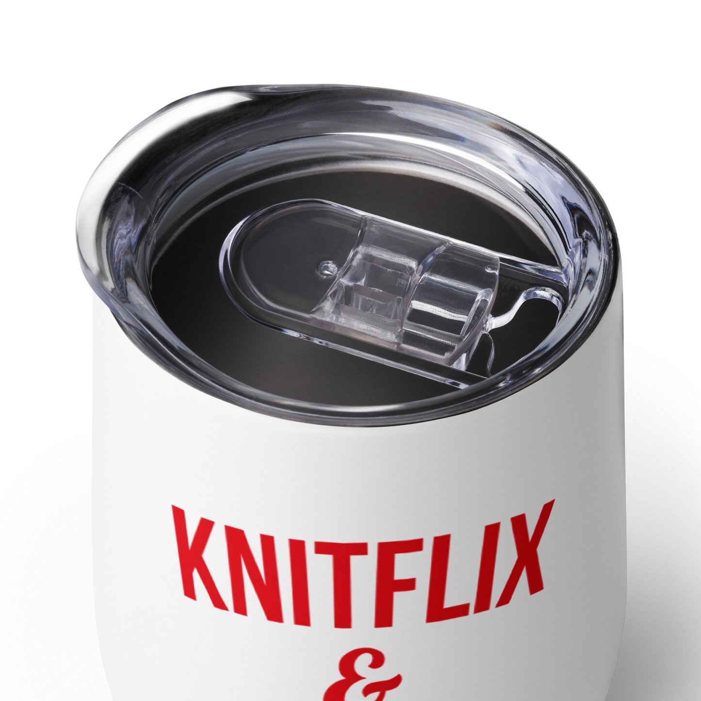 Knitflix and Chill Knitting Wine Tumbler - Red